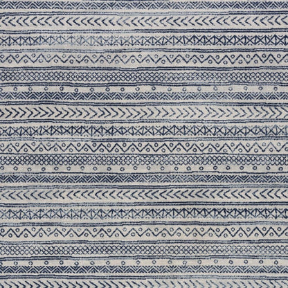 5' X 8' Navy Blue Decorative Stripes Area Rug