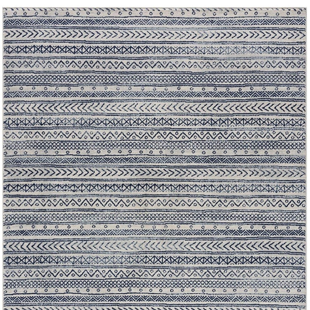 2' X 4' Navy Blue Decorative Stripes Area Rug