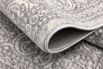 2' X 5' Gray Distressed Medallion Area Rug
