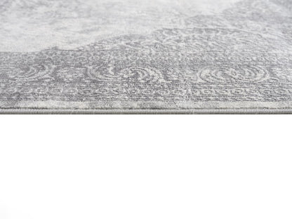2' X 8' Gray Distressed Medallion Runner Rug