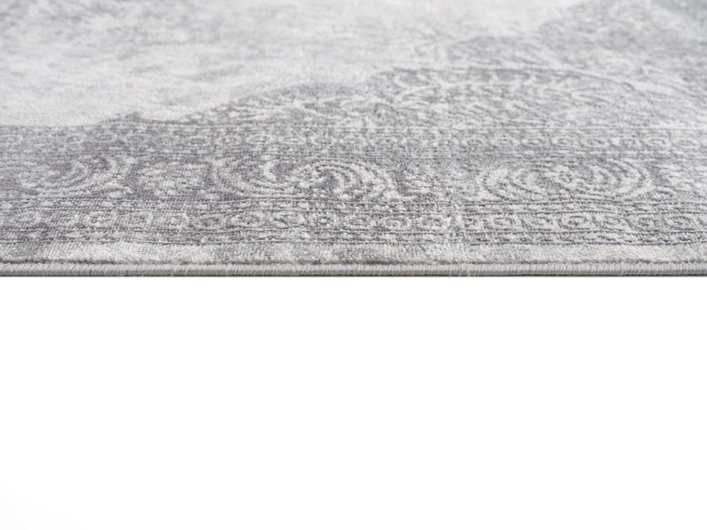 2' X 8' Gray Distressed Medallion Runner Rug