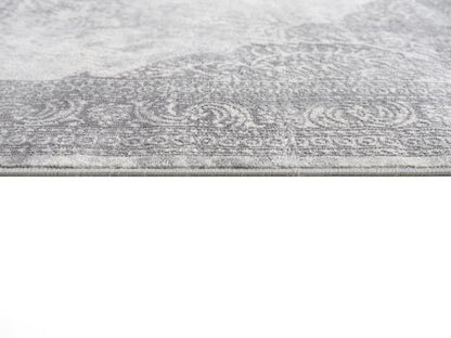 2' X 5' Gray Distressed Medallion Area Rug