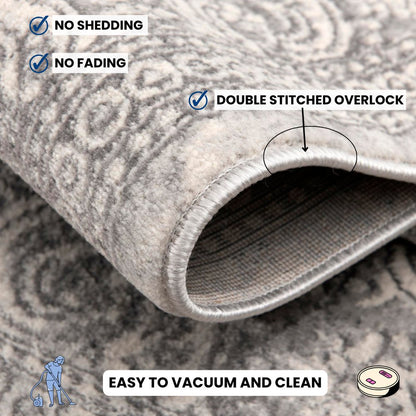 2' X 8' Gray Distressed Medallion Runner Rug