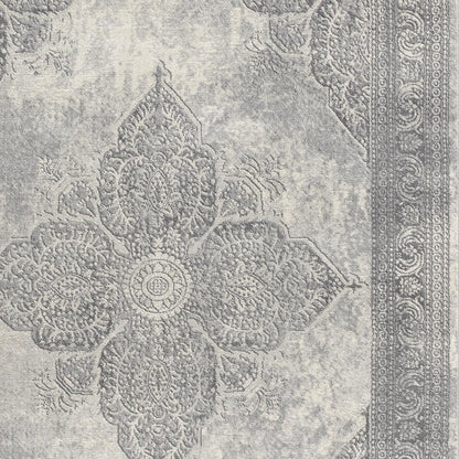 5' X 8' Gray Distressed Medallion Area Rug