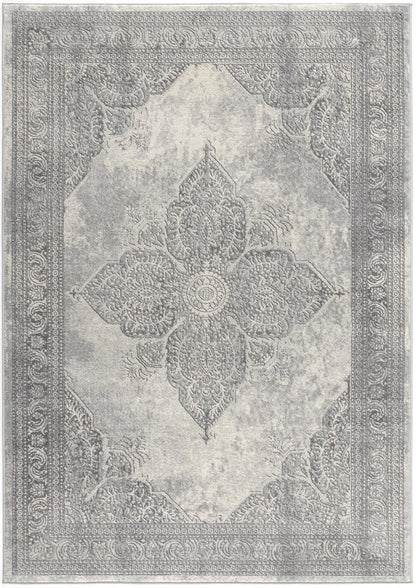 2' X 4' Gray Distressed Medallion Area Rug