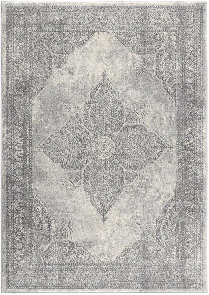 4' X 6' Gray Distressed Medallion Area Rug