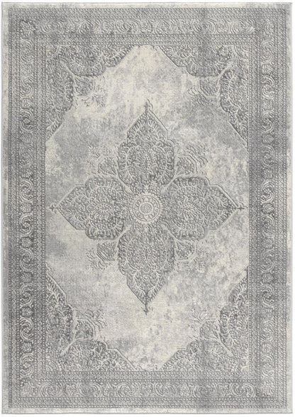 4' X 6' Gray Distressed Medallion Area Rug