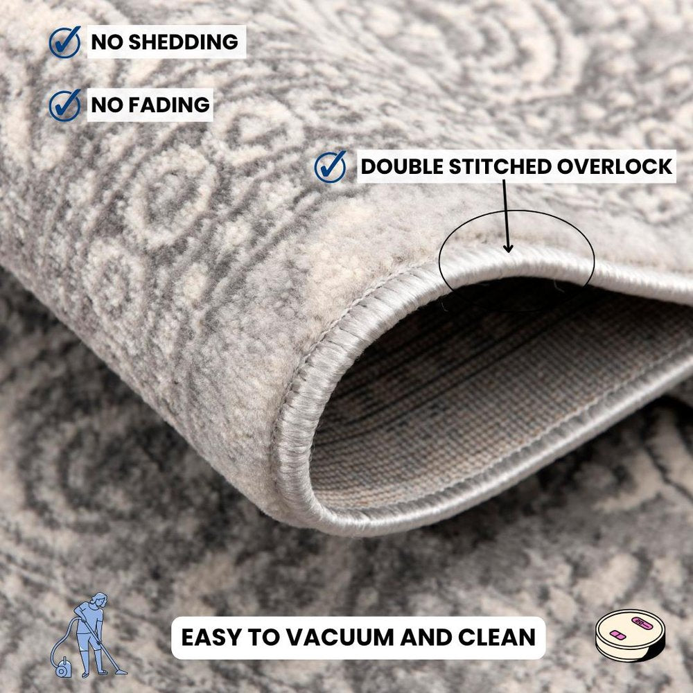 4' X 6' Gray Distressed Medallion Area Rug