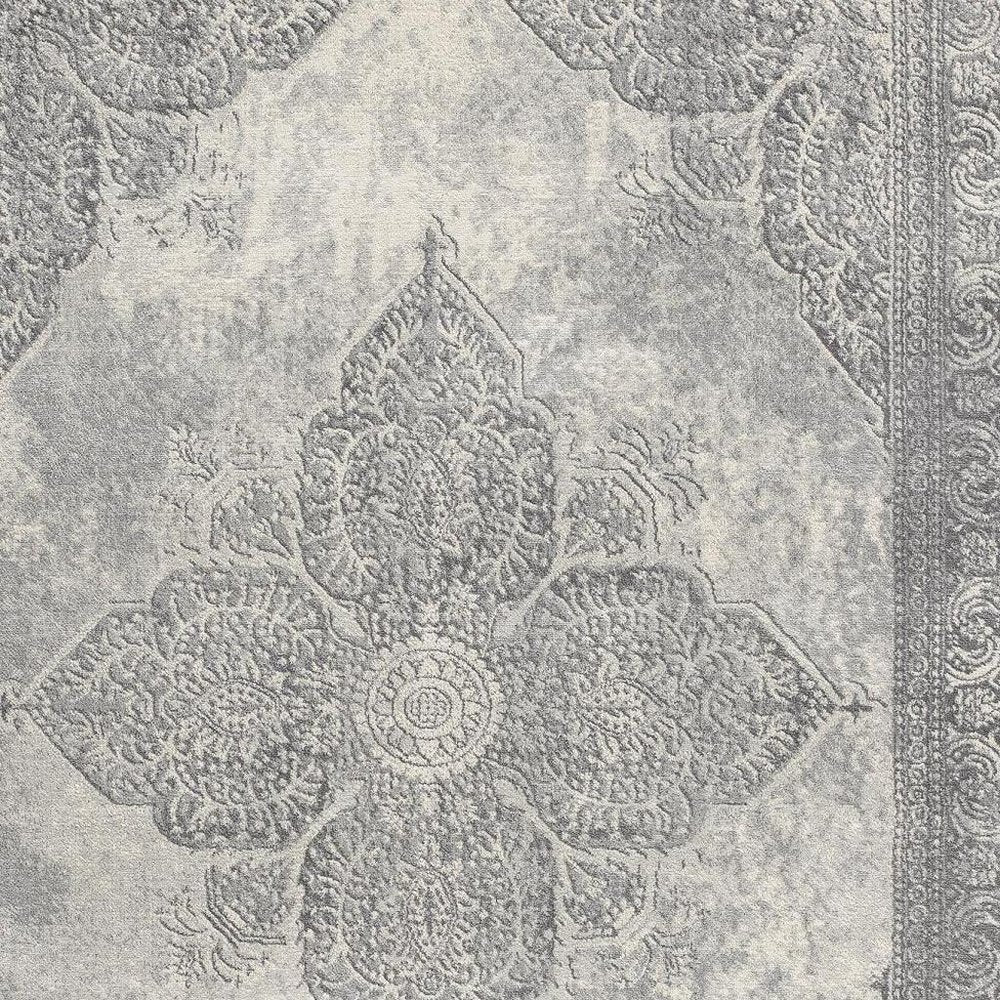 4' X 6' Gray Distressed Medallion Area Rug