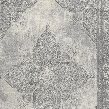 4' X 6' Gray Distressed Medallion Area Rug