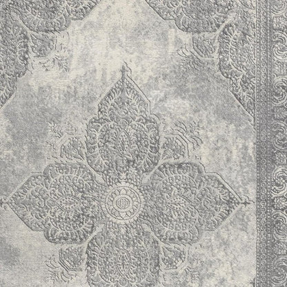 2' X 4' Gray Distressed Medallion Area Rug