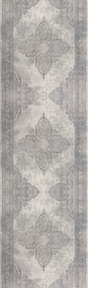 5' X 8' Gray Distressed Medallion Area Rug