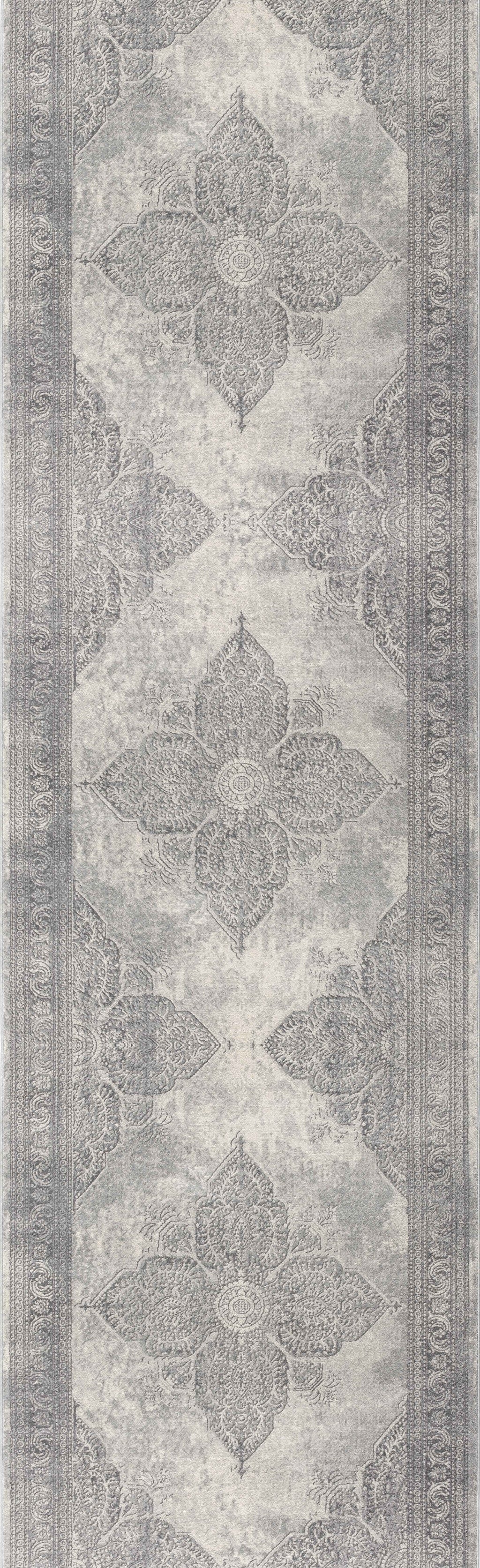 5' X 8' Gray Distressed Medallion Area Rug