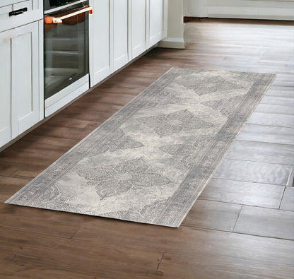 5' X 8' Gray Distressed Medallion Area Rug