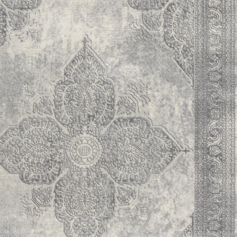 5' X 8' Gray Distressed Medallion Area Rug