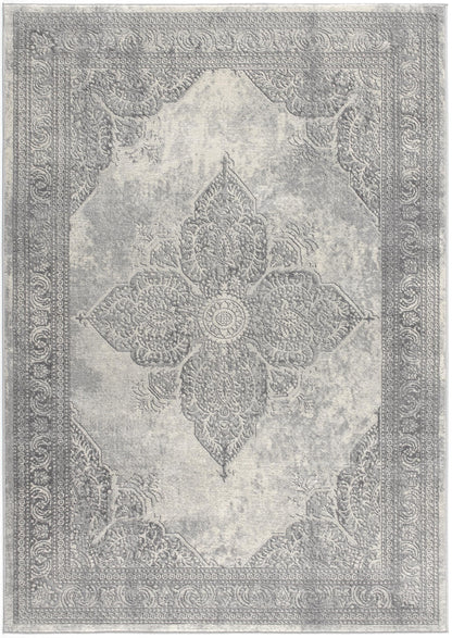 5' X 8' Gray Distressed Medallion Area Rug