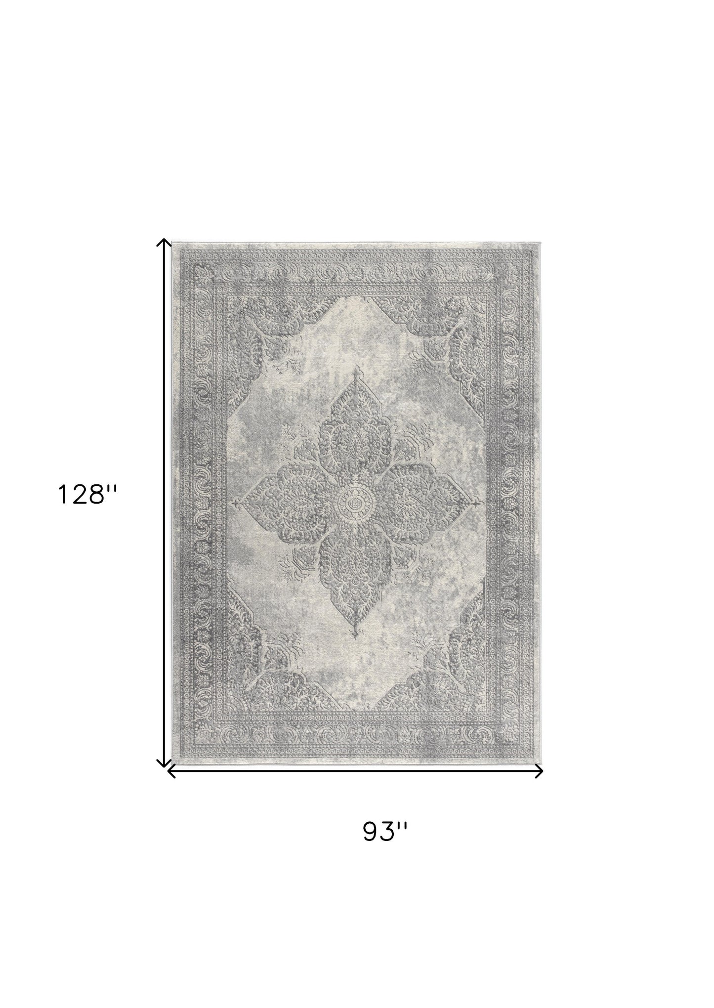 5' X 8' Gray Distressed Medallion Area Rug