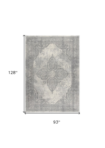 5' X 8' Gray Distressed Medallion Area Rug