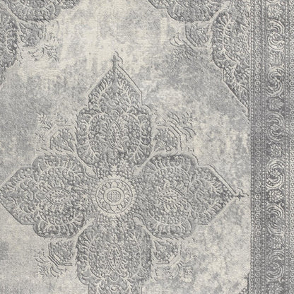 5' X 8' Gray Distressed Medallion Area Rug