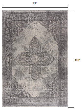 5' X 8' Gray Distressed Medallion Area Rug