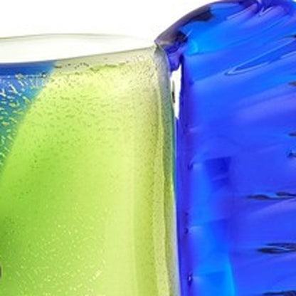 13" Blue and Green Murano Glass Modern Abstract Face Tabletop Sculpture