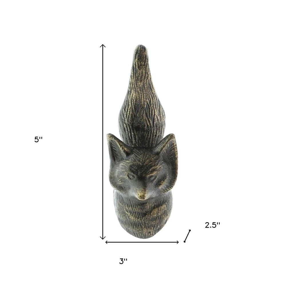 5" Brass Cast Iron Fox Dimensional Hanging Wall Hook