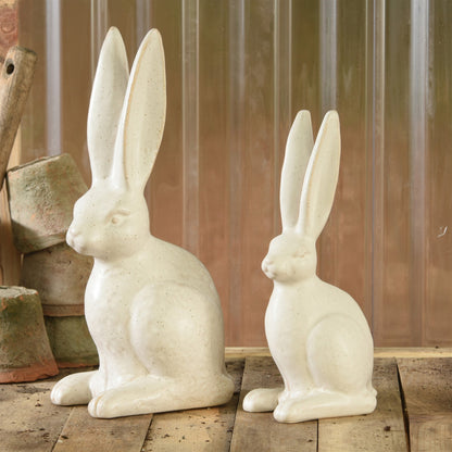 11" White Ceramic Rabbit Tabletop Sculpture