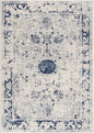 2' X 3' Navy Blue Distressed Floral Scatter Rug