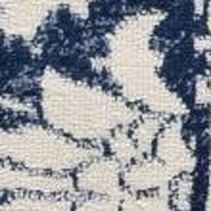 8' X 11' Navy Blue Distressed Floral Area Rug