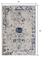 4' X 6' Navy Blue Distressed Floral Area Rug