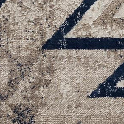 2' X 3' Beige And Blue Boho Chic Scatter Rug