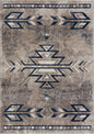 4' X 6' Beige And Blue Boho Chic Area Rug