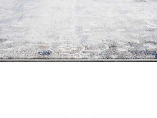 2' X 10' Navy And Beige Distressed Vines Runner Rug