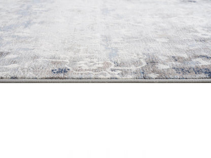 5' X 8' Navy And Beige Distressed Vines Area Rug