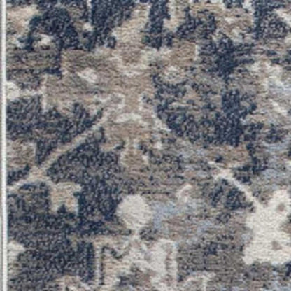2' X 3' Navy And Beige Distressed Vines Scatter Rug