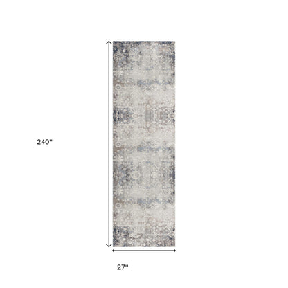 2' X 3' Navy And Beige Distressed Vines Scatter Rug