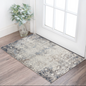 2' X 8' Navy And Beige Distressed Vines Runner Rug