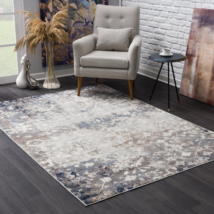 2' X 8' Navy And Beige Distressed Vines Runner Rug