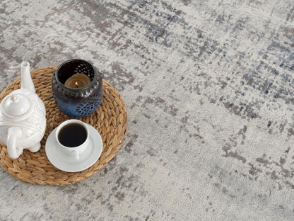 2' X 8' Navy Blue Distressed Striations Runner Rug