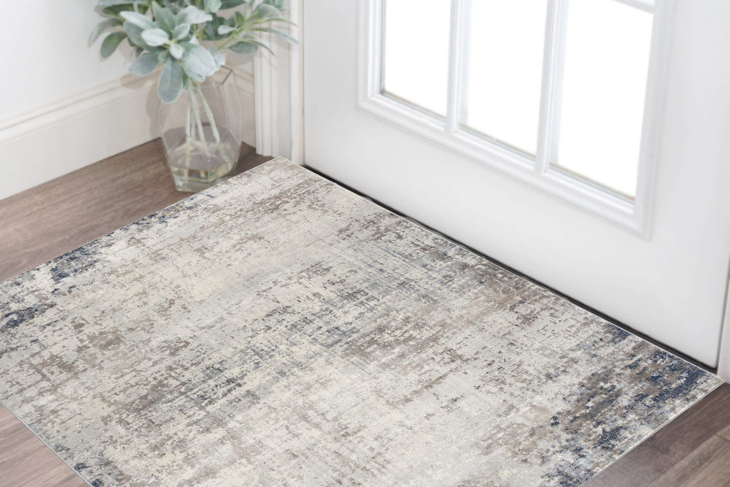 2' X 6' Navy Blue Distressed Striations Area Rug