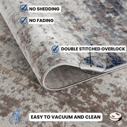 2' X 5' Navy Blue Distressed Striations Area Rug