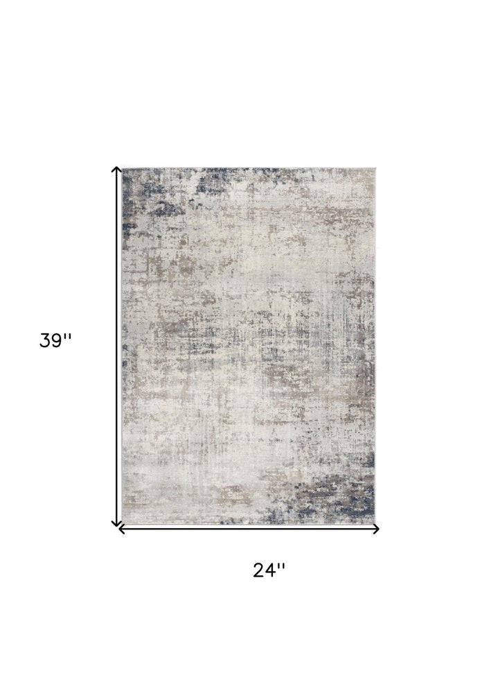 5' X 8' Navy Blue Distressed Striations Area Rug