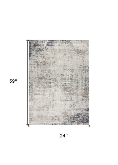 5' X 8' Navy Blue Distressed Striations Area Rug