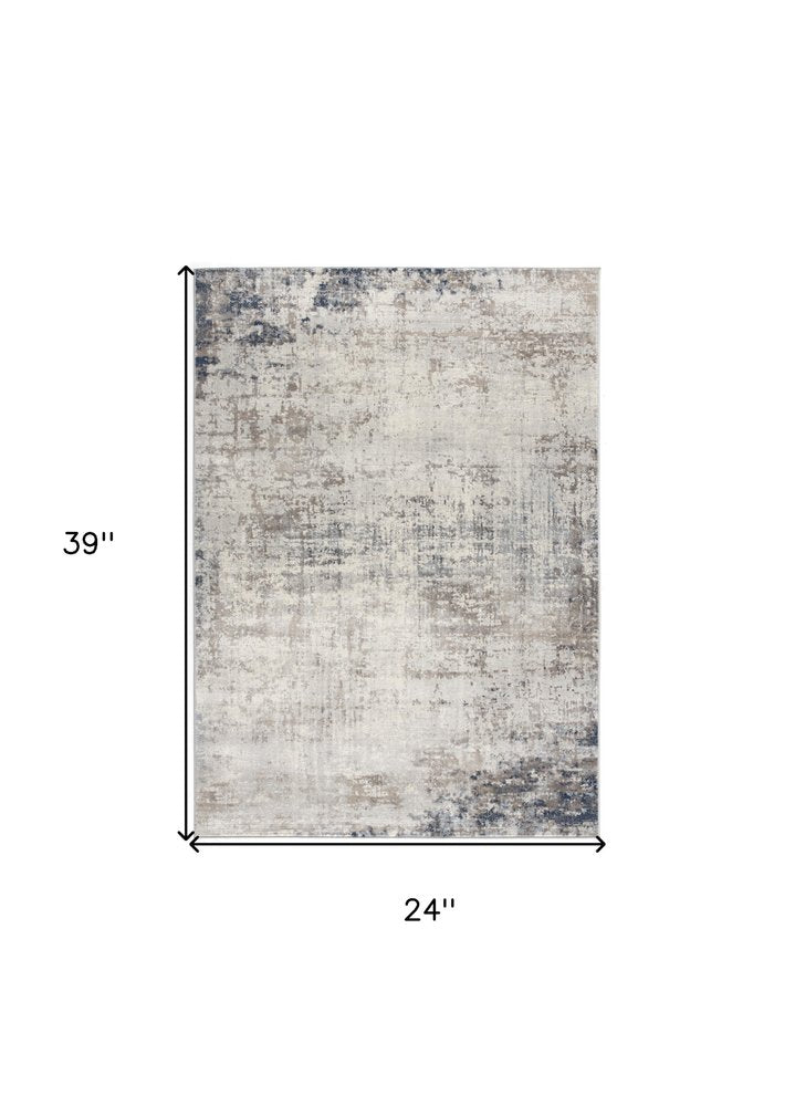 5' X 8' Navy Blue Distressed Striations Area Rug