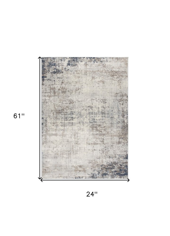 5' X 8' Navy Blue Distressed Striations Area Rug