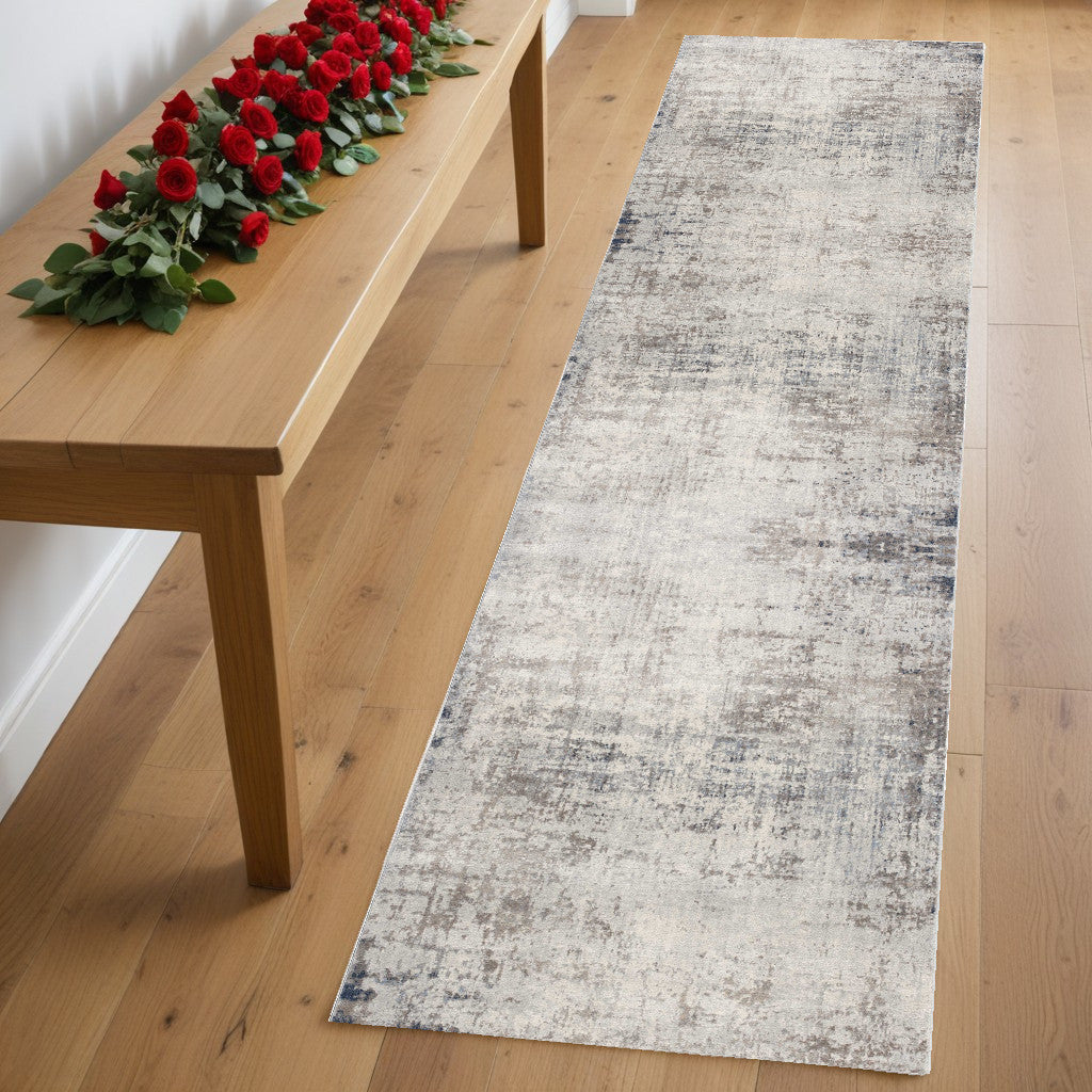 2' X 6' Navy Blue Distressed Striations Area Rug