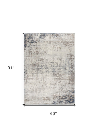 2' X 6' Navy Blue Distressed Striations Area Rug