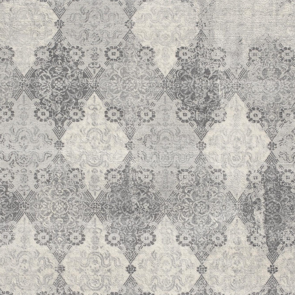 2' X 3' Gray Distressed Trellis Pattern Scatter Rug