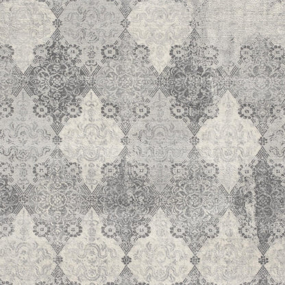 2' X 3' Gray Distressed Trellis Pattern Scatter Rug