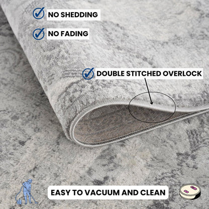 4' X 6' Gray Distressed Trellis Pattern Area Rug